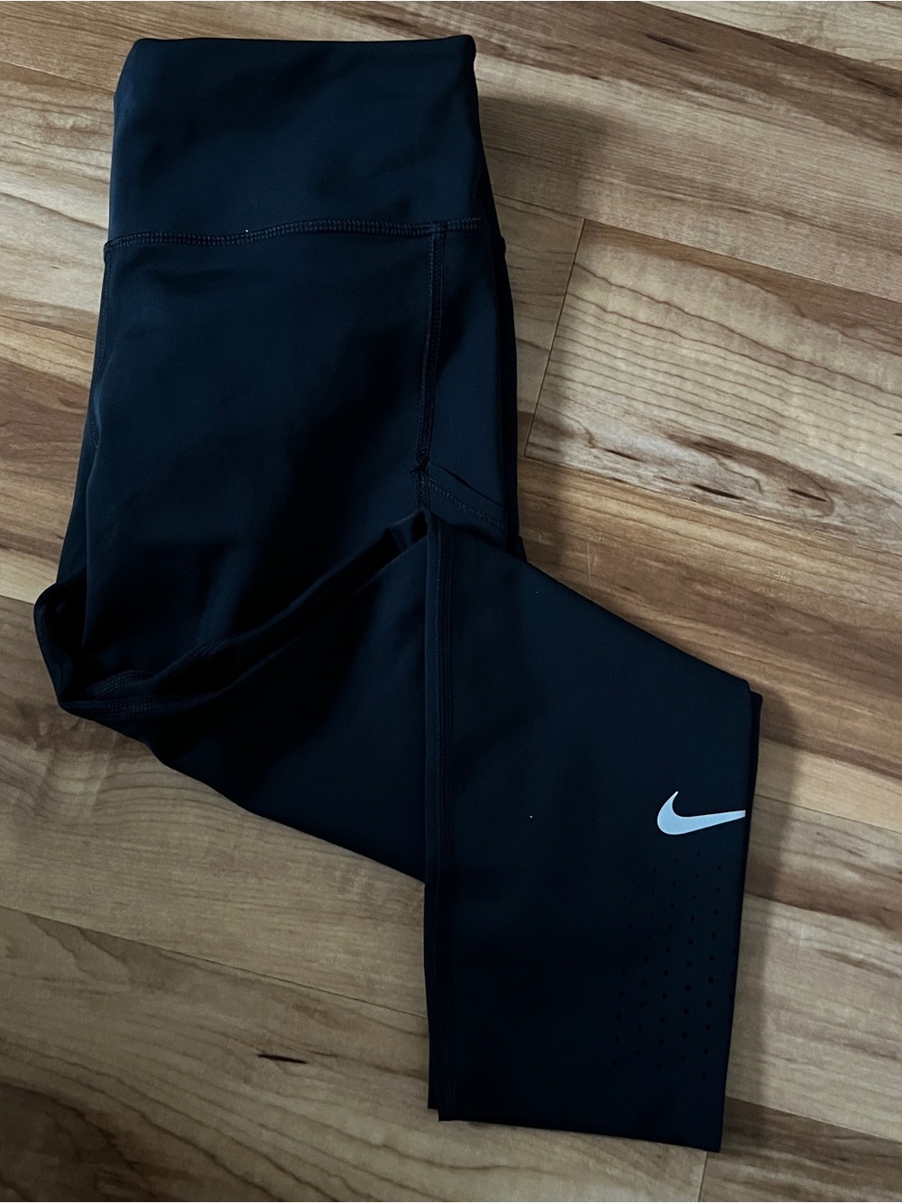 Nike Black Women's Leggings with White Swoosh